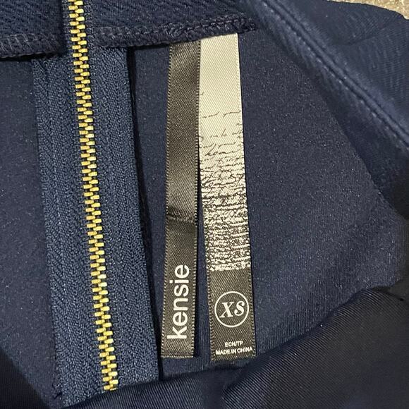 Kensie Lace Up Mini Skirt Hardware Detail Back Zip Textured Navy Blue Women's XS - Picture 7 of 10